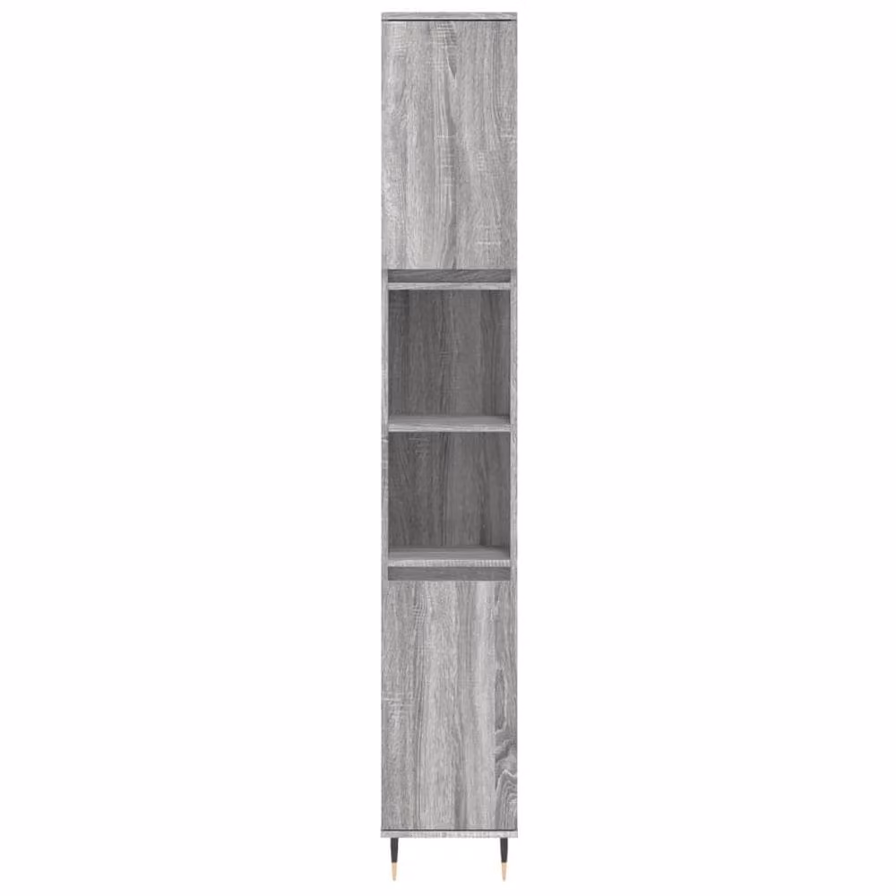Berkfield Home Modern 3 Piece Grey Bathroom Cabinet Set with Vanity Unit, Tall Cabinet and Side Cabinet – 2