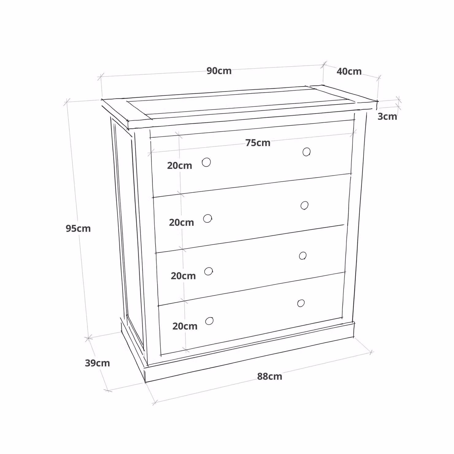 Cabinet Bits Bomporto 4 Drawer Chest in Light Grey with Chrome Knobs – 2