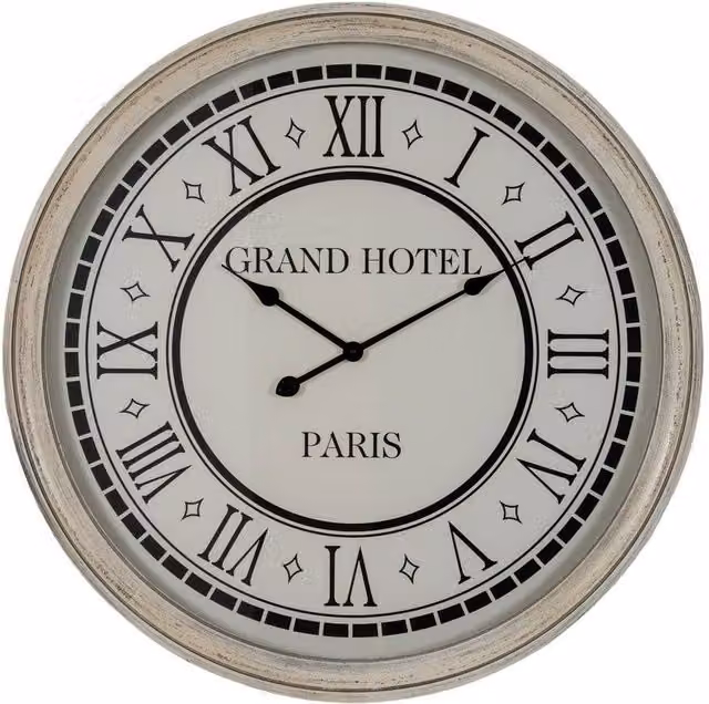 Lemon Pavilion Large Grey and White Classic Analog Quartz Tabletop Clock with Glass and Wood, W: 80 cm, H: 80 cm, D: 80 cm