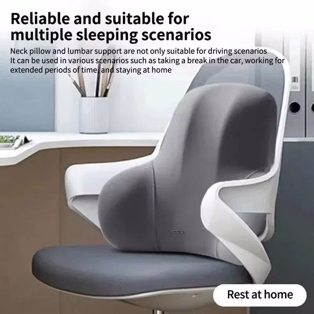 FLAVORA Grey Memory Foam Contoured Lumbar Back Support Seat Cushion, W: 100 cm, L: 190 cm – 3