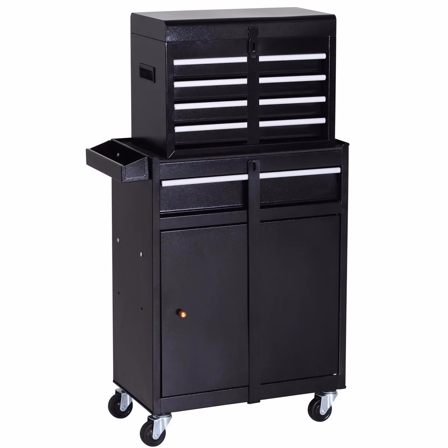 DURHAND 2 in 1 Metal Tool Cabinet Cart with Rollable Storage Box in Black – 2