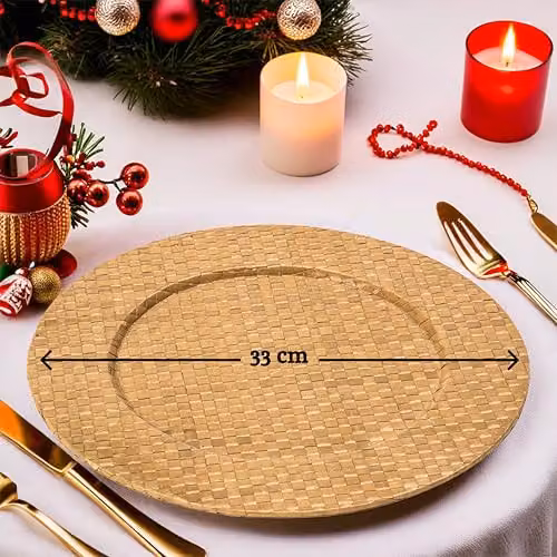 Orsina Pandanus Charger Plate in Beige and Sand – 2