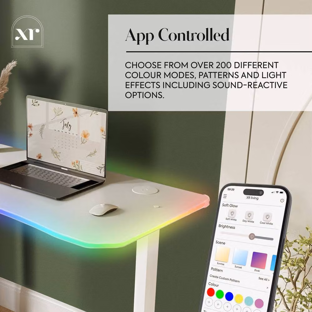 X Rocker Oka RGB LED Gaming Desk with Wireless Charging in White – 2