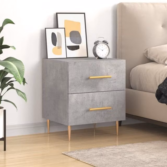 Berkfield Home Modern Bedside Cabinet in Grey, W/D/H: 40 x 35 x 47.5 cm – 1