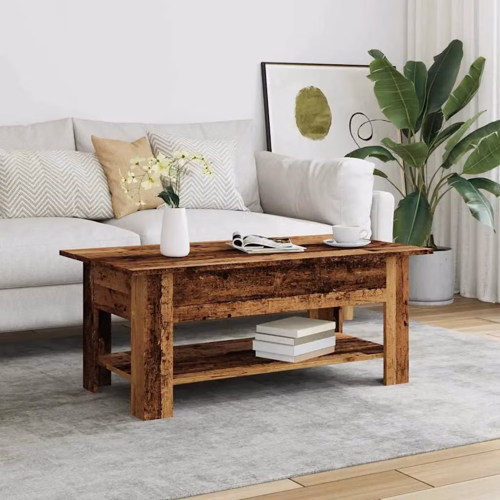 Berkfield Home Rustic Old Wood Coffee Table in Brown, W/D/H: 102 x 55 x 42 cm – 3