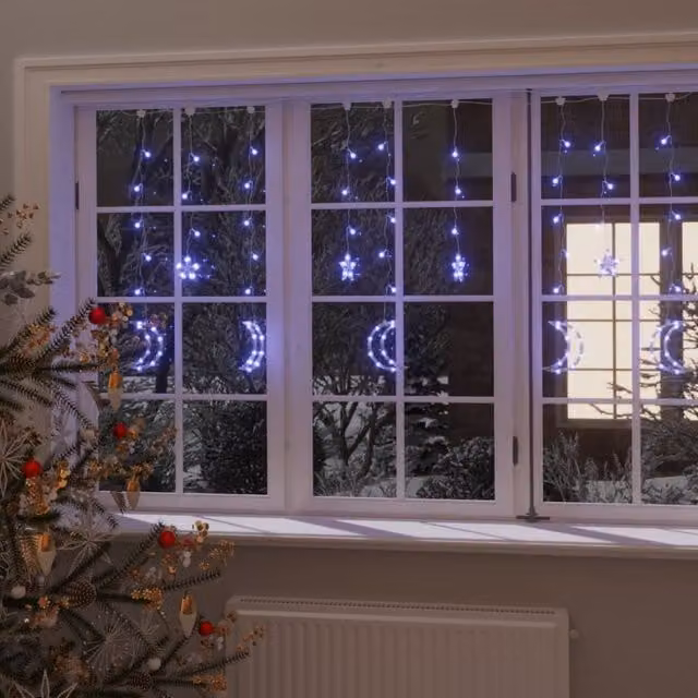 Berkfield Home Star and Moon Fairy Lights with Remote Control, 138 LED, Blue – 1