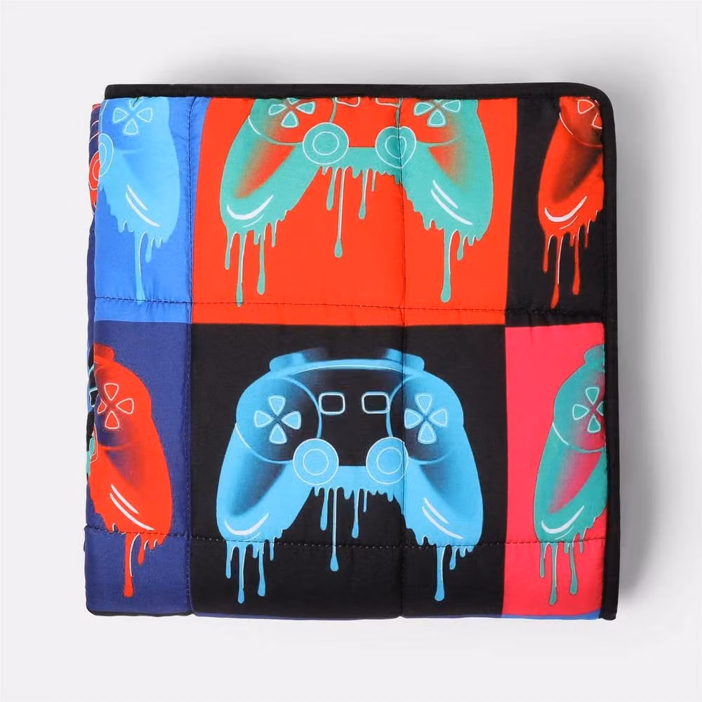 OHS Kids Drip Gaming Print Teddy Fleece 3kg Weighted Blanket, Multicolour, W: 100 cm, D: 150 cm – 2