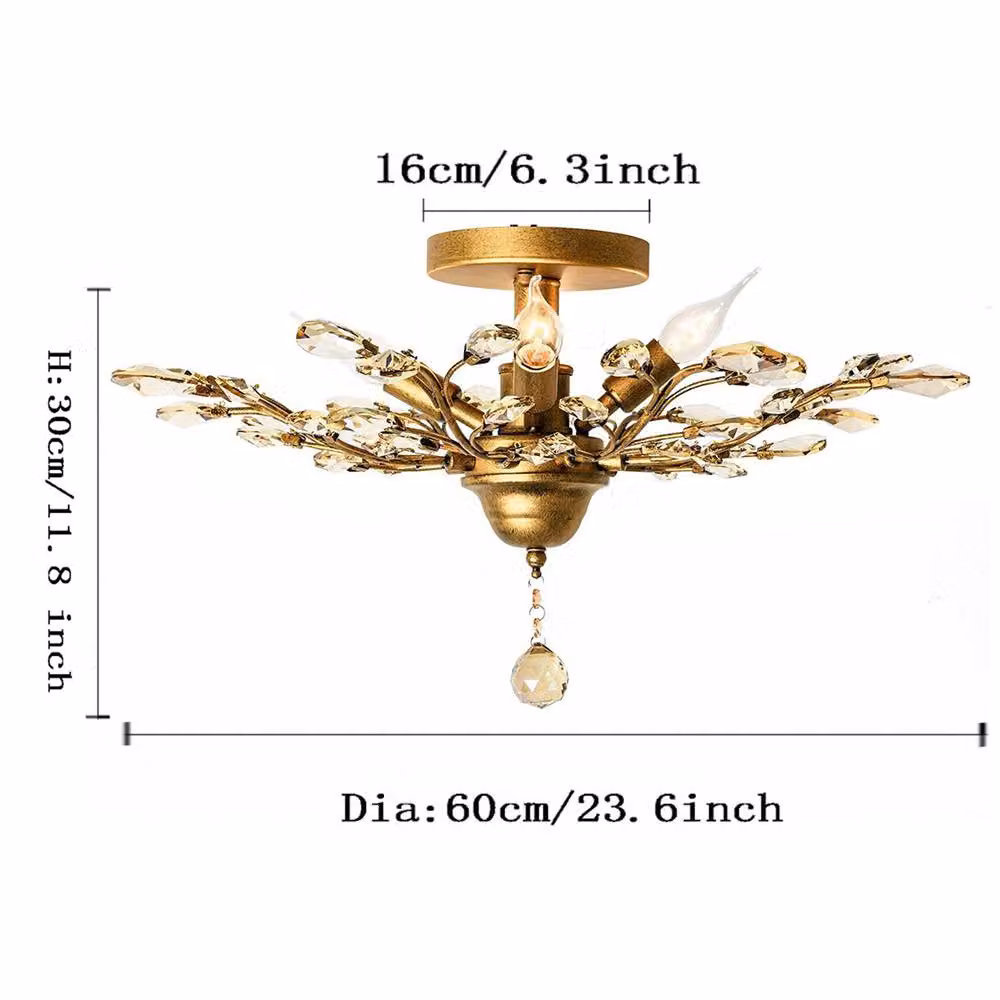 NIVOR 4-Light Vintage Crystal Pendant Light in Metallic Gold – 2