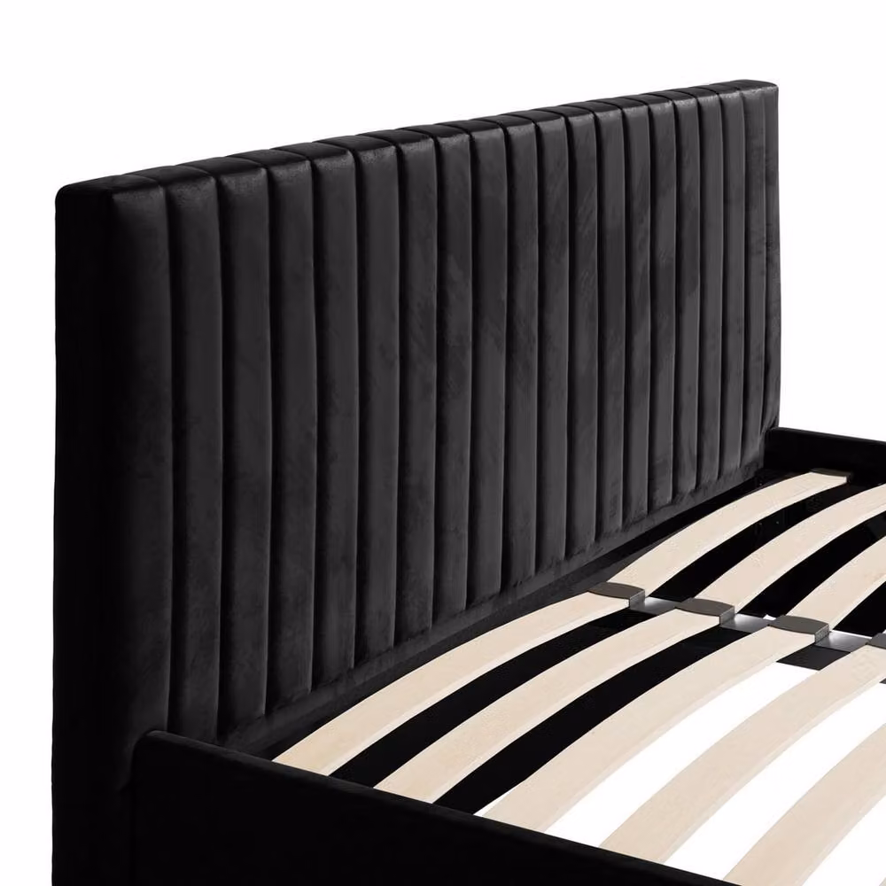 Lemon Pavilion Furniture Berlin Ottoman King Size Bed Frame in Black Velvet with Lift Up Base, W/D/H: 180 x 200 cm – 3
