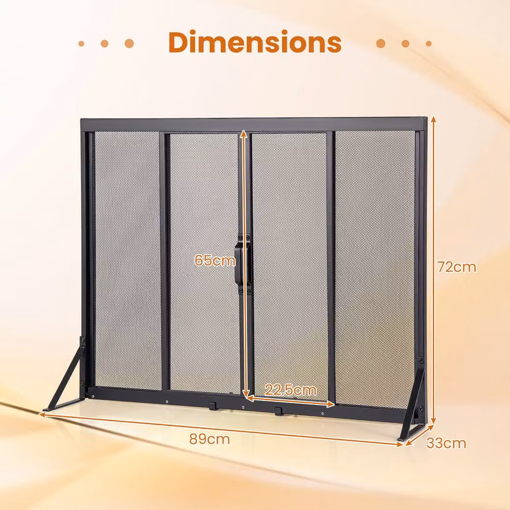 Gymax Fireplace Screen Spark Guard Protector with 2 Sliding Doors, Black – 2