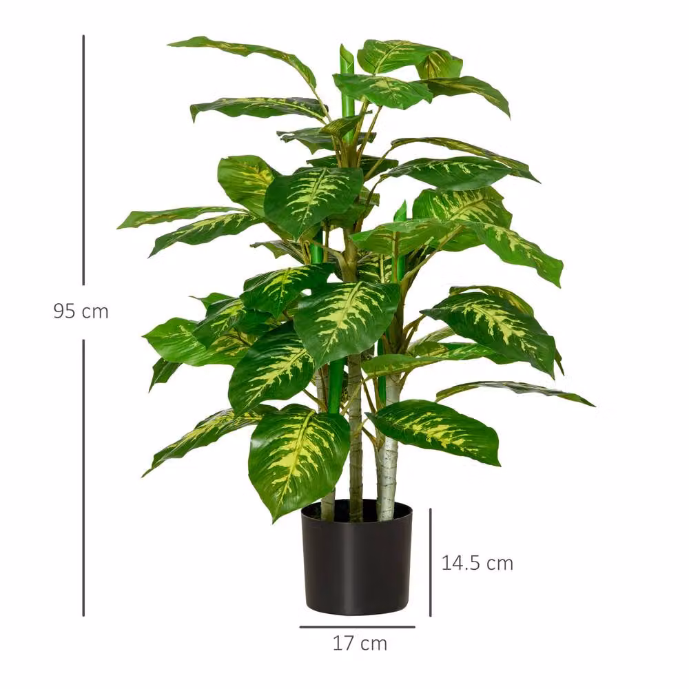 STILVORA Set of 2 Green Artificial Tropical Potted Plants in Black Concrete Pots – 4