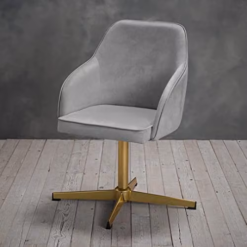 Netfurniture Newux Task Chair in Grey Velvet with Gold Metal Accents – 3