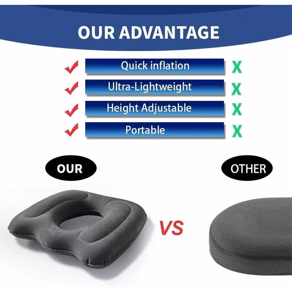 EONLION Inflatable Medical Ring Cushion in Dark Grey, W/D/H: 100 x 100 x 190 cm – 4