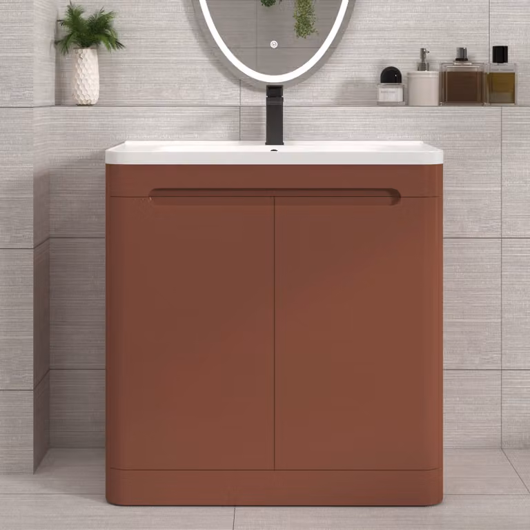 Royal Bathrooms Venice 800mm Floor Standing 2 Door Vanity Unit with Ceramic Basin in Terracotta Clay Matt Finish