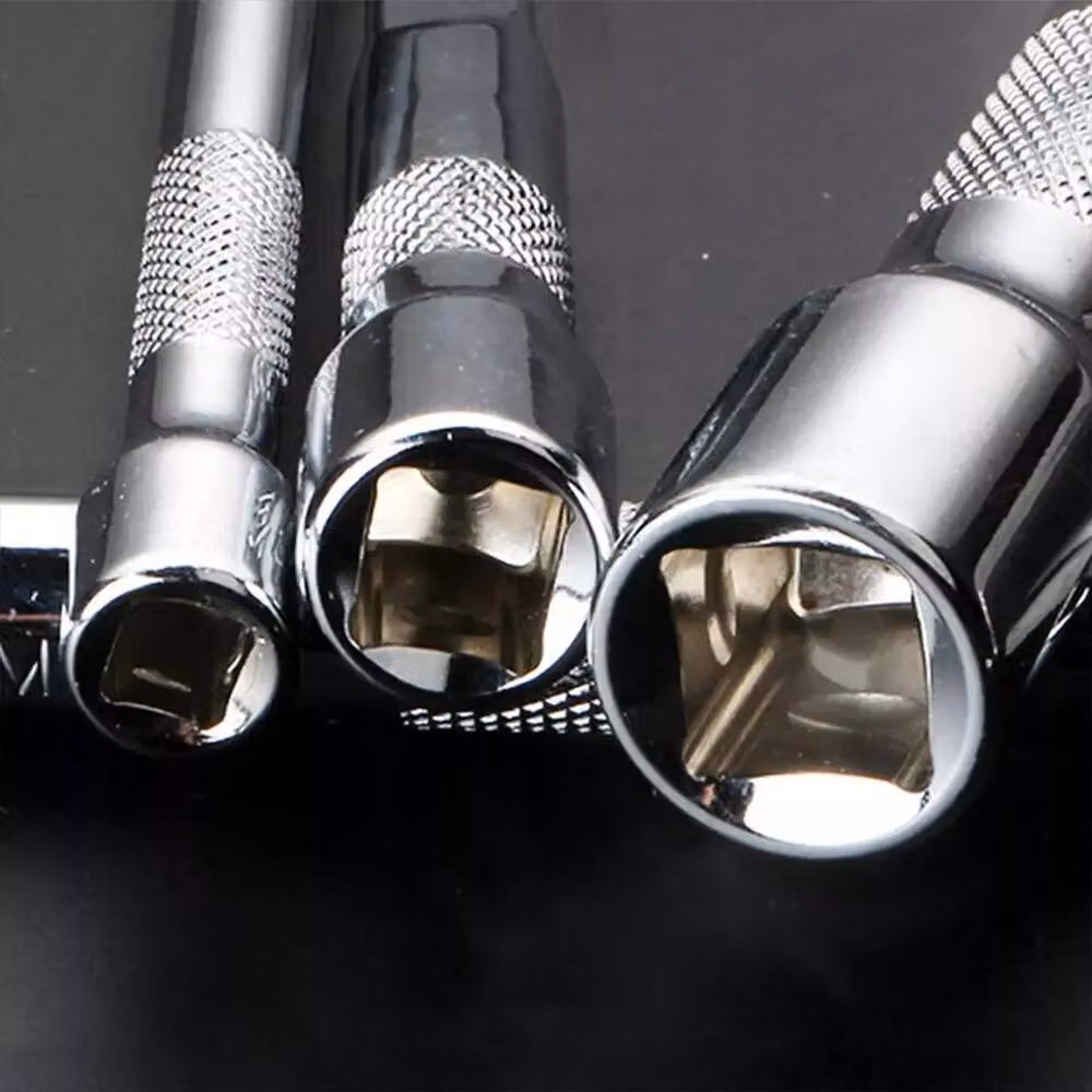Kelvenix 9-Piece Chrome Vanadium Steel Extension Bar Set with 1/4", 3/8" and 1/2" Drives in Silver – 4