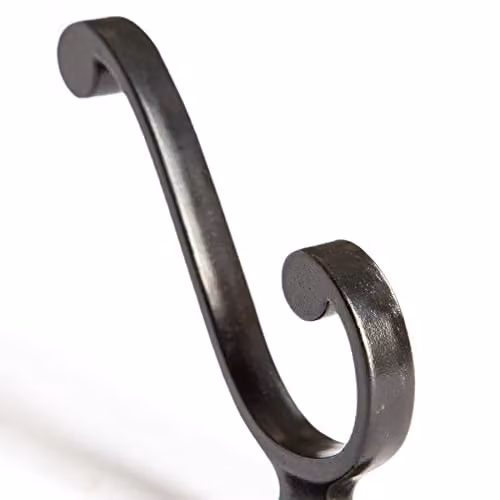 Hammer and Tongs Matt Black Powder Coated Iron Square Back Hat and Coat Wall Hook, Pack of 10, W: 35 mm, H: 105 mm – 3