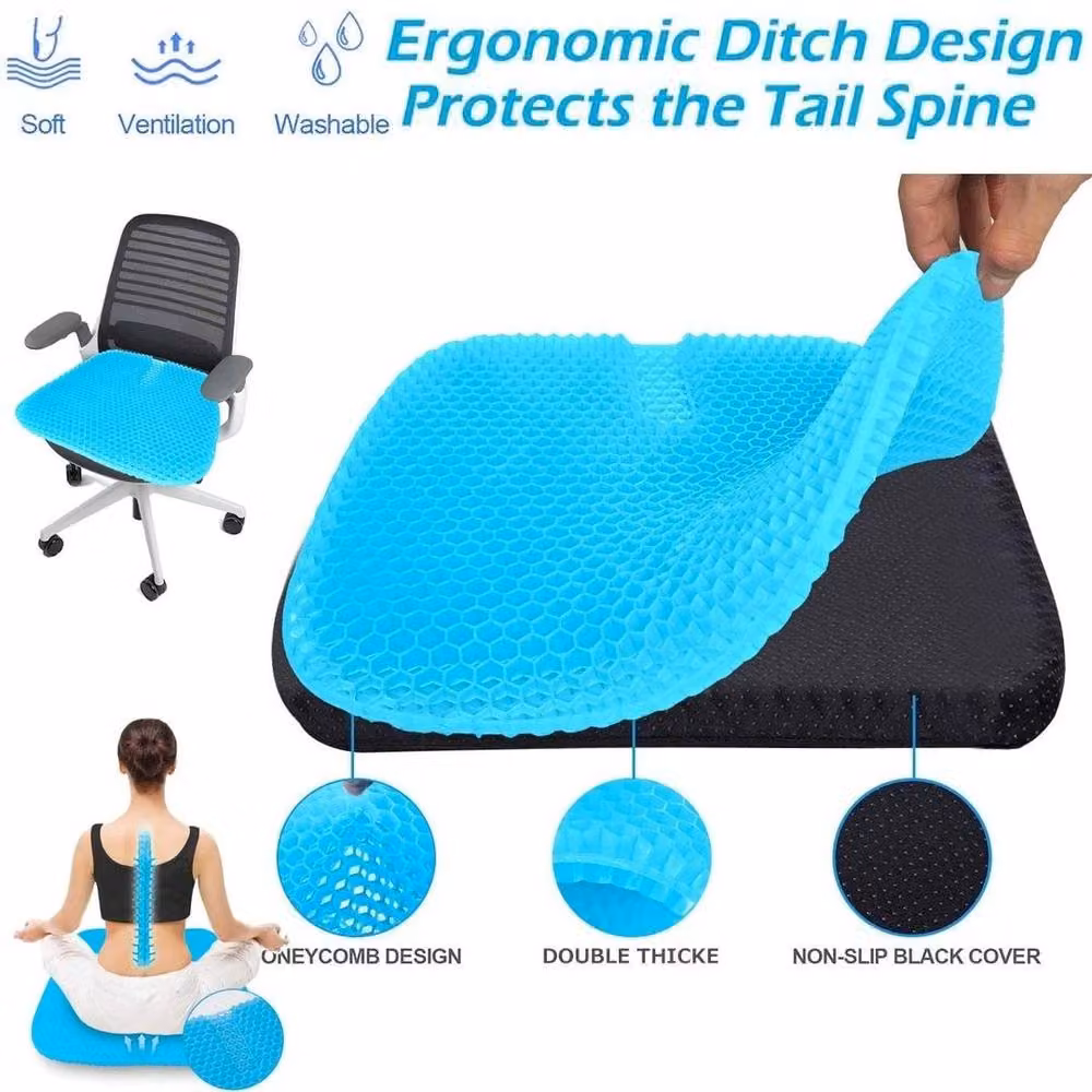 FLAVORA Pressure Relief Gel Seat Cushion in Black, W: 100 cm x L: 190 cm – 5