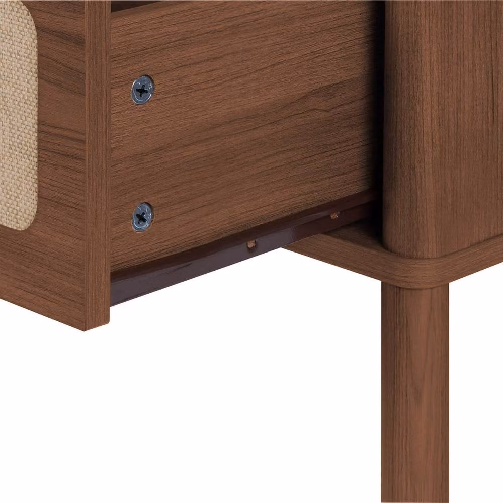 sweeek Vintage 3-Drawer Chest of Drawers with Wood Decor and Cane in Dark Brown and Gold – 3