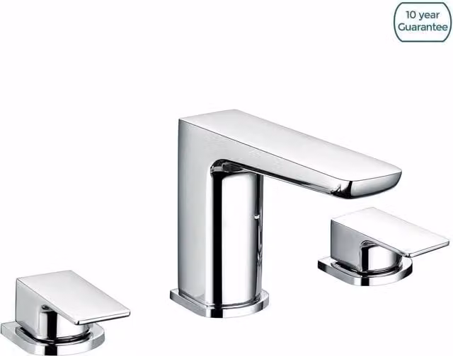 Nes Home Designer Chrome 3 Hole Deck Mounted Bath Filler Tap in Silver