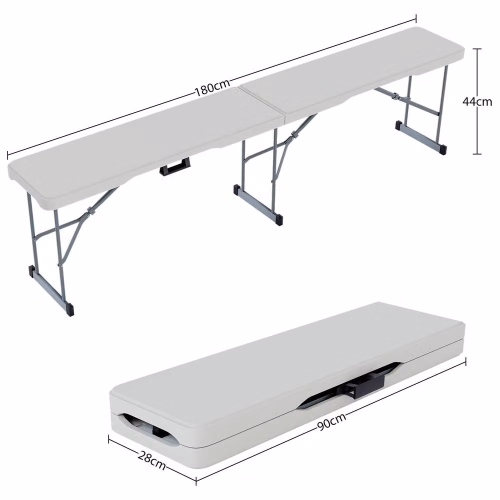 HD Designs White Garden Folding Table and Set of 2 Folding Benches – 2