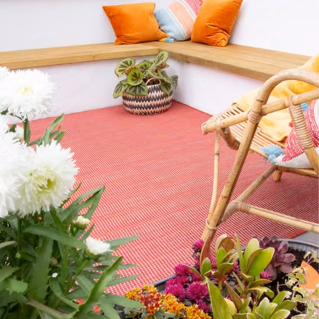 The Rug House Red Plain Rectangular Flat Weave Indoor Outdoor Area Rug, W: 110 cm, D: 58 cm