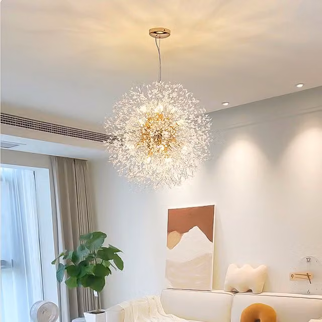 Lifeideas Gold and Brass Firework-Shaped Crystal Chandelier