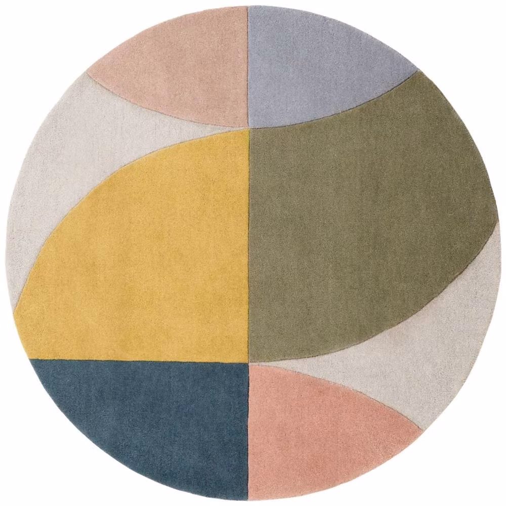 Ted Baker Savile Hand Knotted Abstract Multicolour Wool and Cotton Round Rug, Diameter: 160 cm – 3