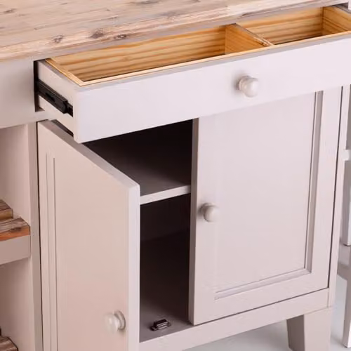 Statement Furniture Florence Kitchen Island with Cupboard, 2 Drawers and Shelves in Truffle, W: 150 cm, D: 90 cm, H: 91 cm – 3