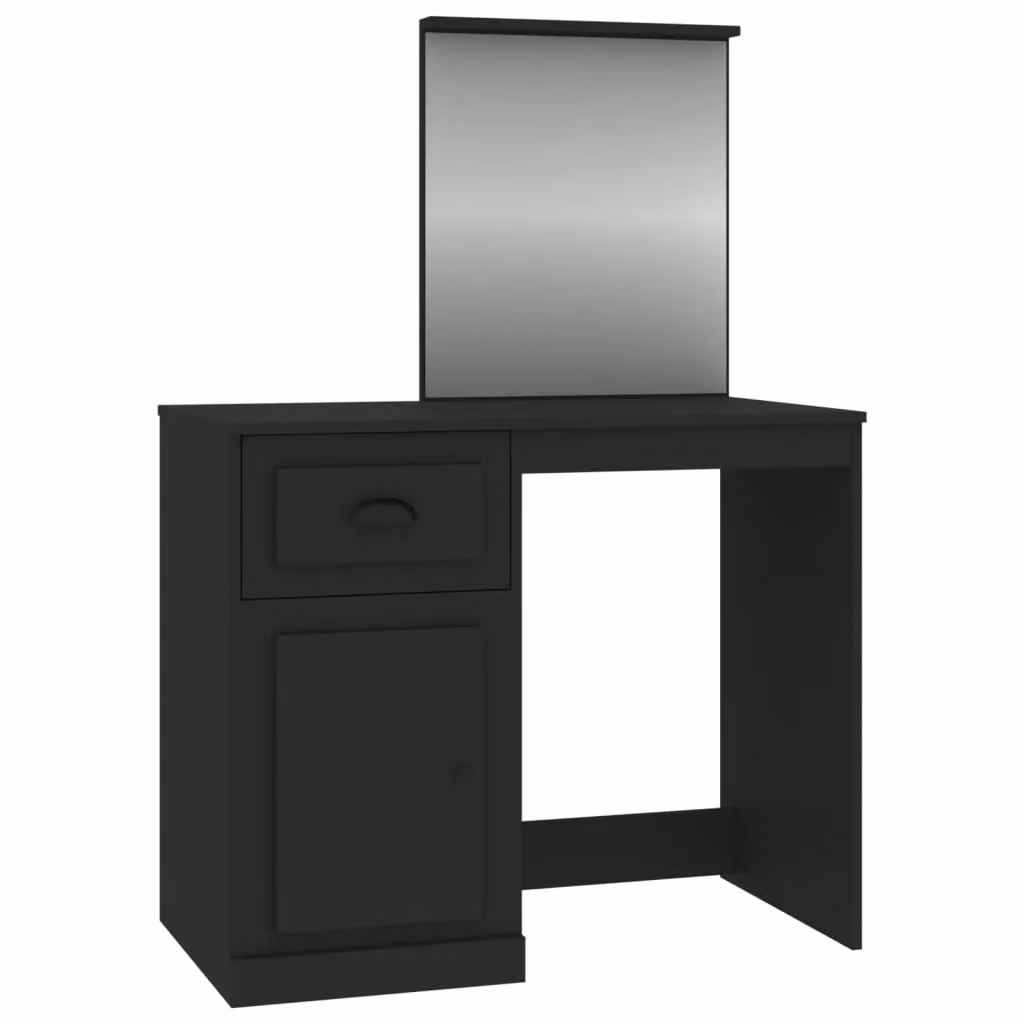 Berkfield Home Modern Black Dressing Table with Mirror, W/D/H: 90 x 50 x 132.5 cm – 2