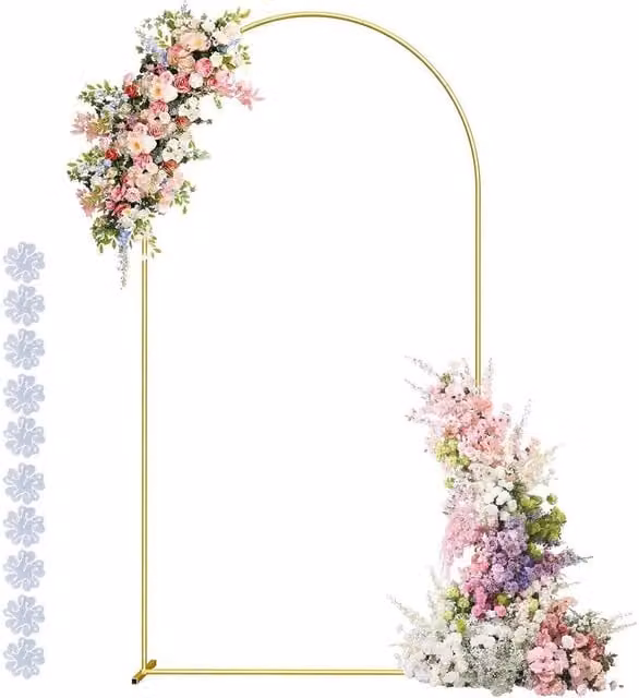 Ventryn Gold Metal Freestanding Round Wedding Arch and Floral Backdrop Stand