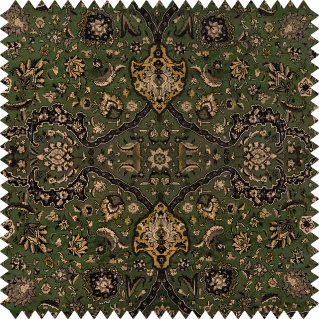 House of Hackney Zanjan Velvet in Juniper Green, Gold and Beige