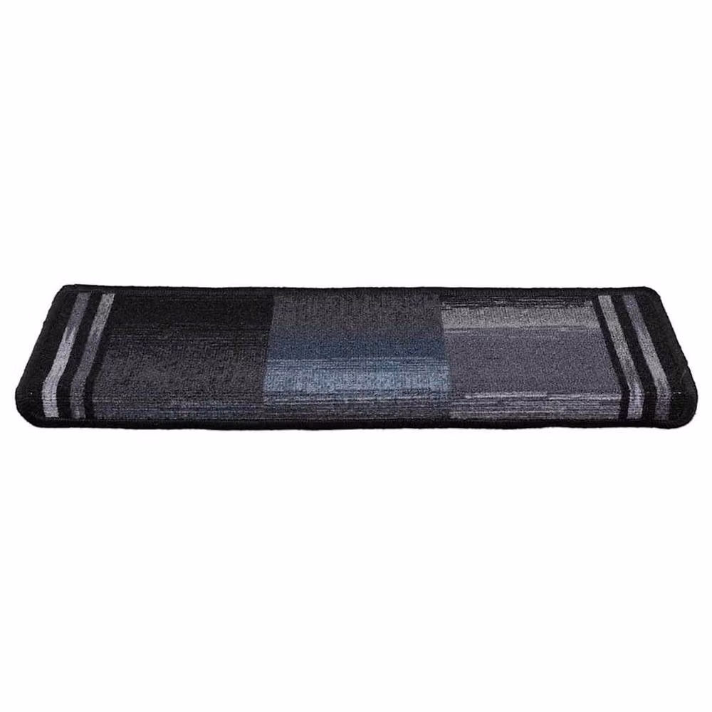 Berkfield Home Self-adhesive Stair Mats, 15 Pack, Black and Grey, W/D/H: 65 x 21 x 4 cm – 2