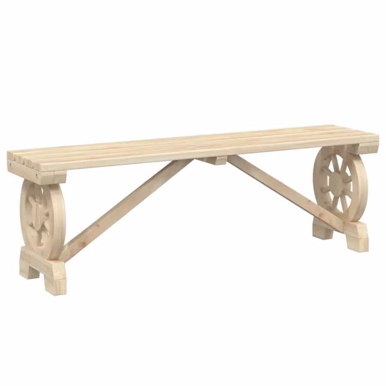 Berkfield Home Rustic Solid Wood Fir Garden Bench in Brown, Width: 115 cm