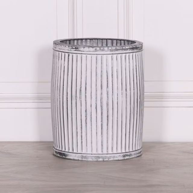 Glasstone Round Dolly Metal Tub Planter, Medium, White