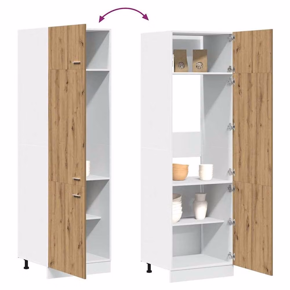 Berkfield Home Lyon Artisan Oak Refrigerator Cabinet in Brown, W/D/H: 60 x 57 x 207 cm – 2