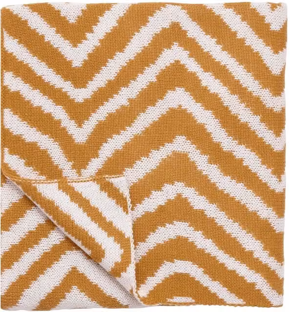 Scion Snowdrop Zig Zag Knitted Polyacrylic Throw in Orange and Yellow