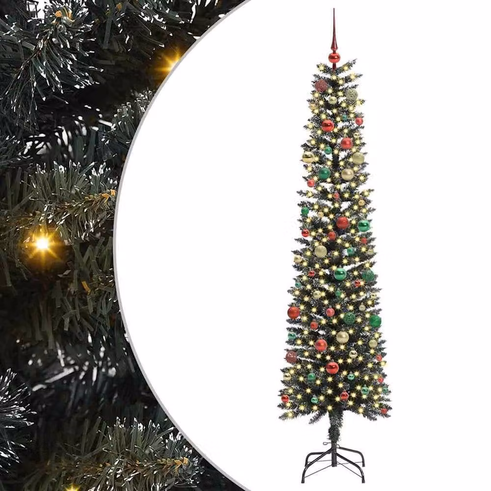 Berkfield Home Artificial Christmas Tree with 300 LEDs, Green, W/D/H: 58 x 58 x 210 cm – 2
