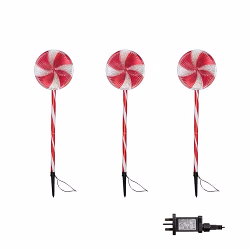 Samuel Alexander Red and White Candy Pop Christmas Pathfinders with 63 White LEDs, 58 cm – 3