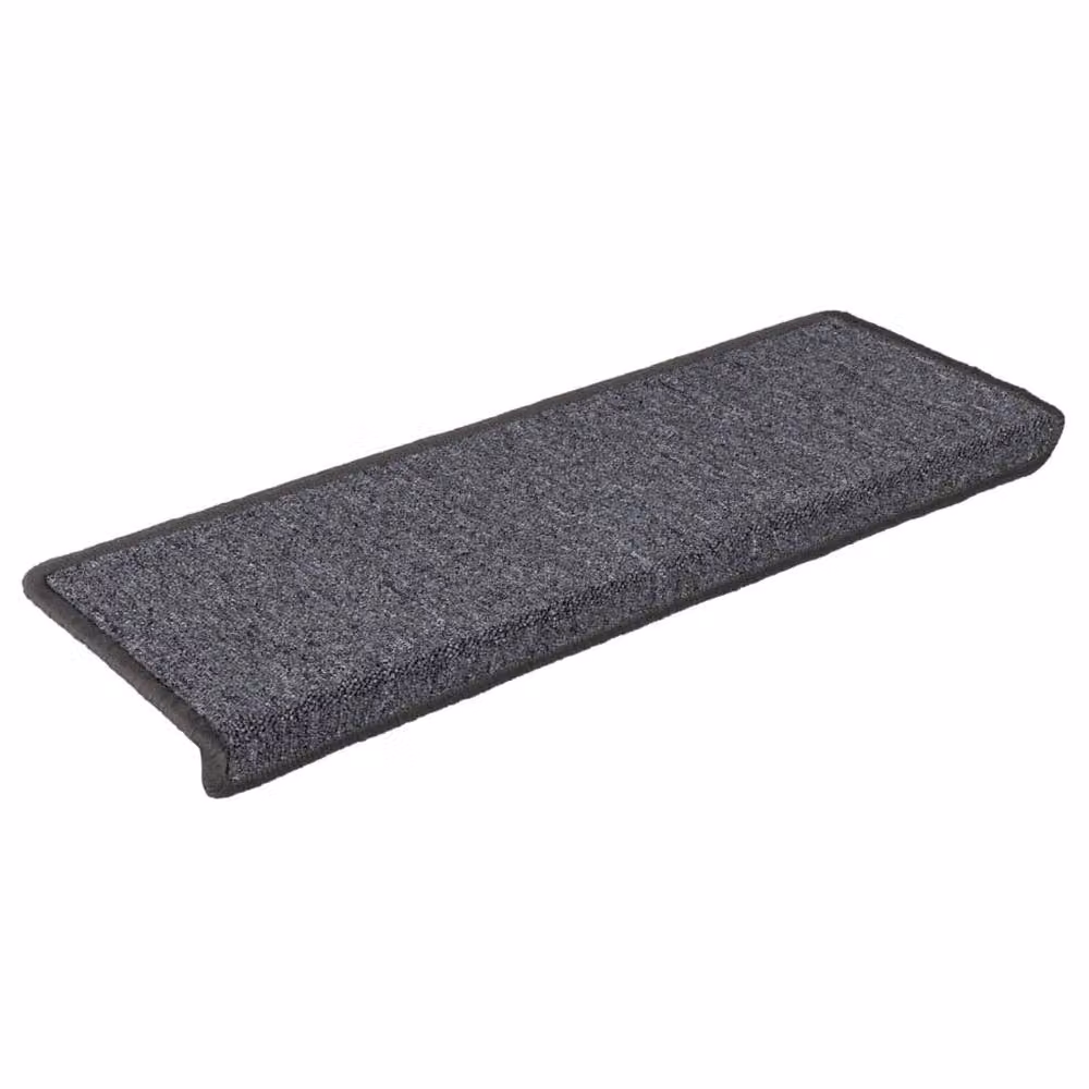 Berkfield Home Non-Slip Self-Adhesive Carpet Stair Treads, 15 Pack, Grey and Black, W: 65 cm, D: 21 cm, H: 4 cm – 3