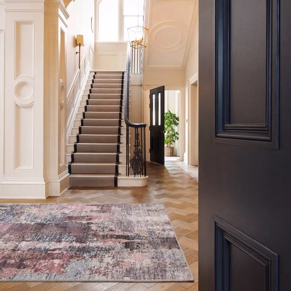 Kukoon Abstract Multi Colour Blue and Pink Machine Washable Soft Chenille Area Rug W: 280 cm, D: 380 cm – 3