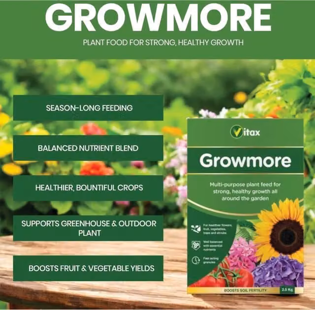 Vitax Growmore Granulate Garden Fertiliser, 2.5 kg