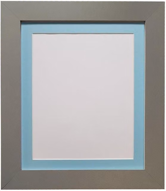 Frames & Mirrors 4U Metro Modern Rectangular Single Picture Frame in Dark Grey with Blue Mount, Image Size: 50 x 70 cm, A2 – 1