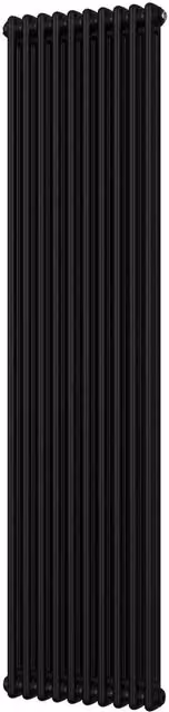 UK Radiators Alpha 2 Column Vertical Radiator in Black, H 180 cm x W 46 cm