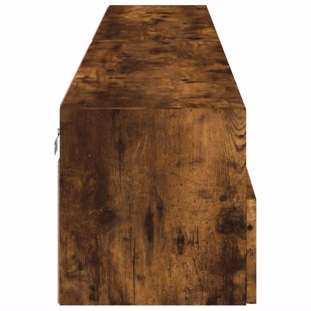 Berkfield Home Set of 2 Smoked Oak TV Wall Cabinets in Brown, W/D/H: 100 x 30 x 30 cm – 4