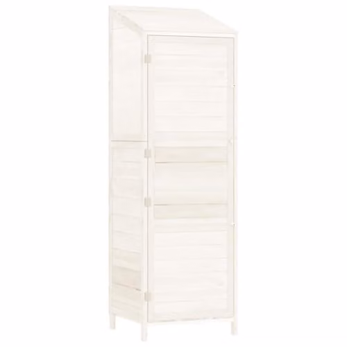 vidaXL Tall Garden Cabinet in White Wood, W/D/H: 55 x 52 x 174.5 cm
