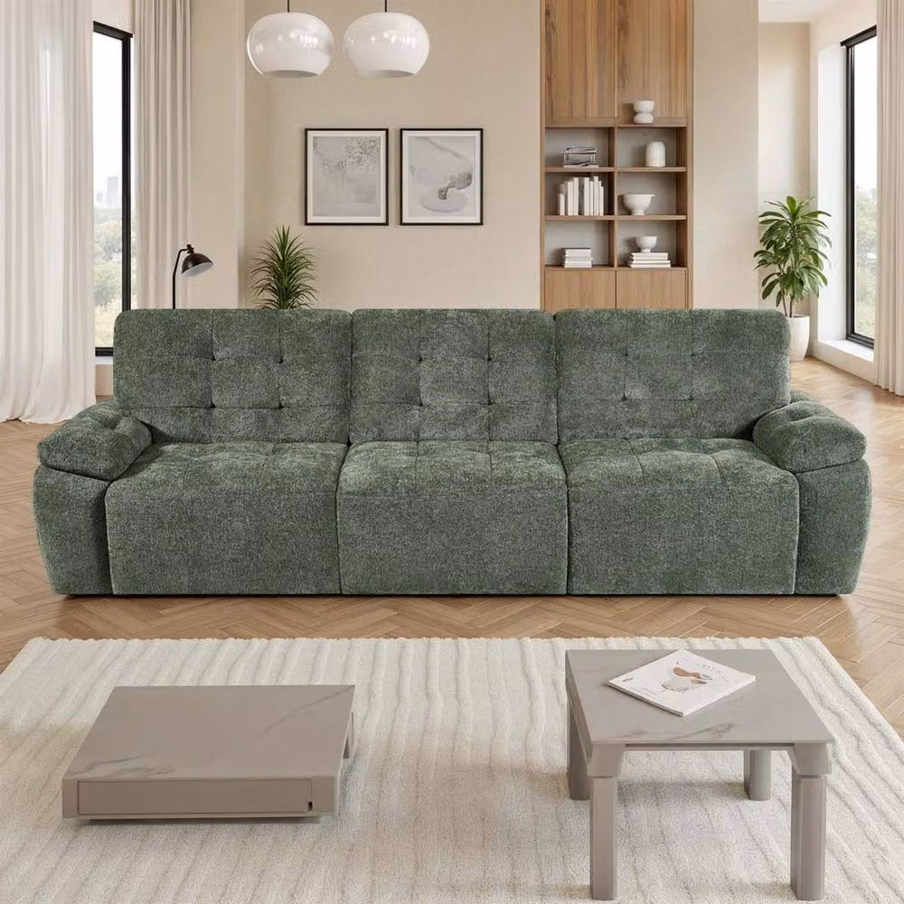 Furnishings For Less UK Drayton Green 3 Seater Electric Sofa Bed with Power Sliding Seats and Fabric Upholstery in Green – 2