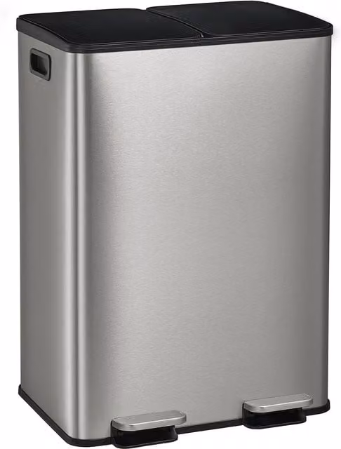 SONGMICS Double Pedal Kitchen Trash Bin, 2 x 30 L, Silver