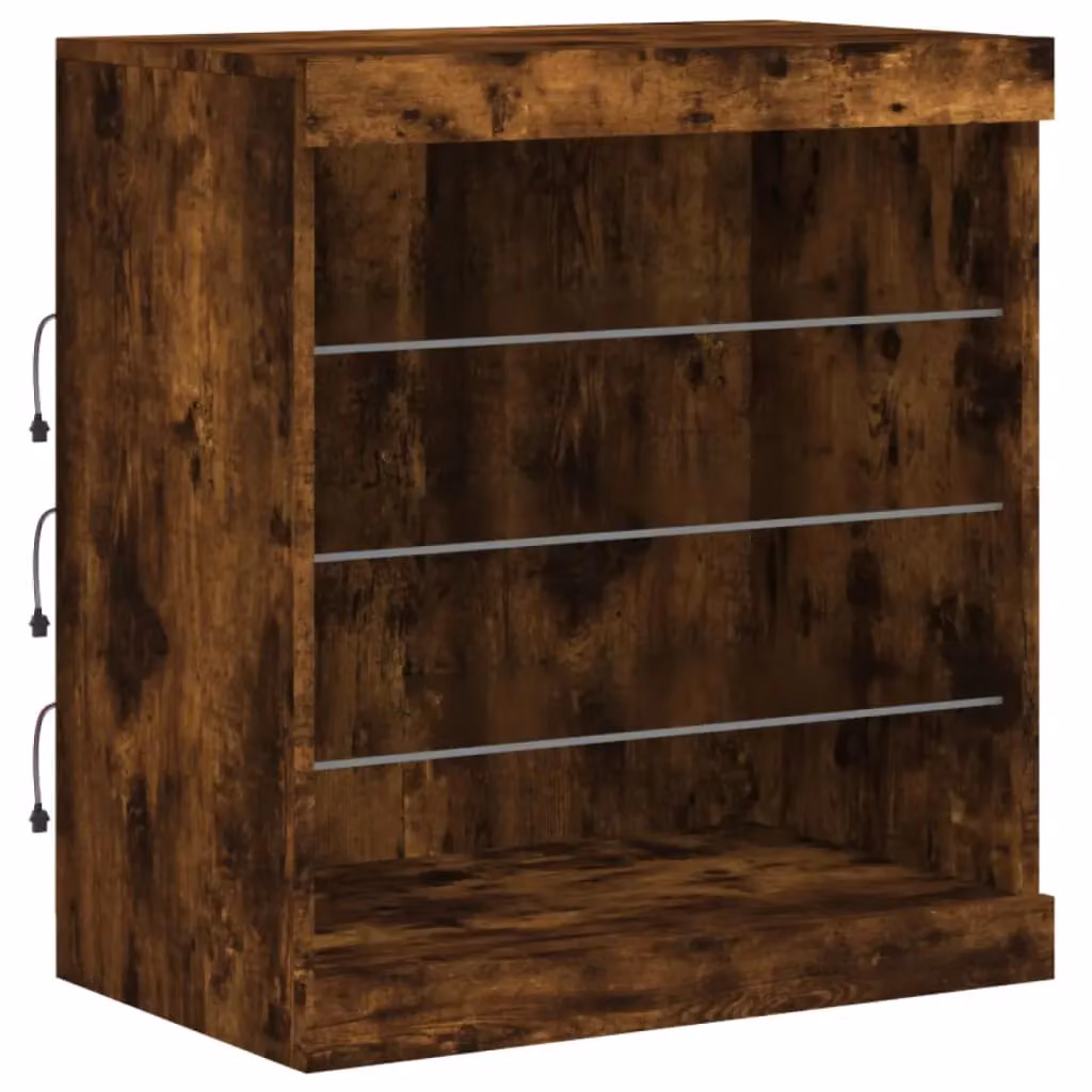 Berkfield Home Modern Sideboard with Integrated LED Lights in Smoked Oak Brown, W: 60.5 cm, D: 37 cm, H: 67 cm – 4