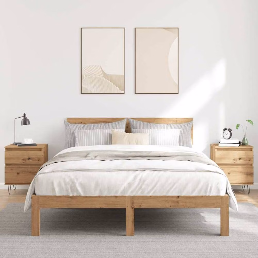 Berkfield Home Artisan Oak Bedside Cabinets, Set of 2, Brown, W: 40 cm, D: 35 cm, H: 50 cm – 3