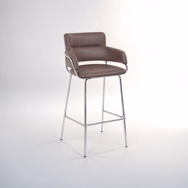 Orsina Tamzin Modern Brown Velvet Bar Chair with Metal Base